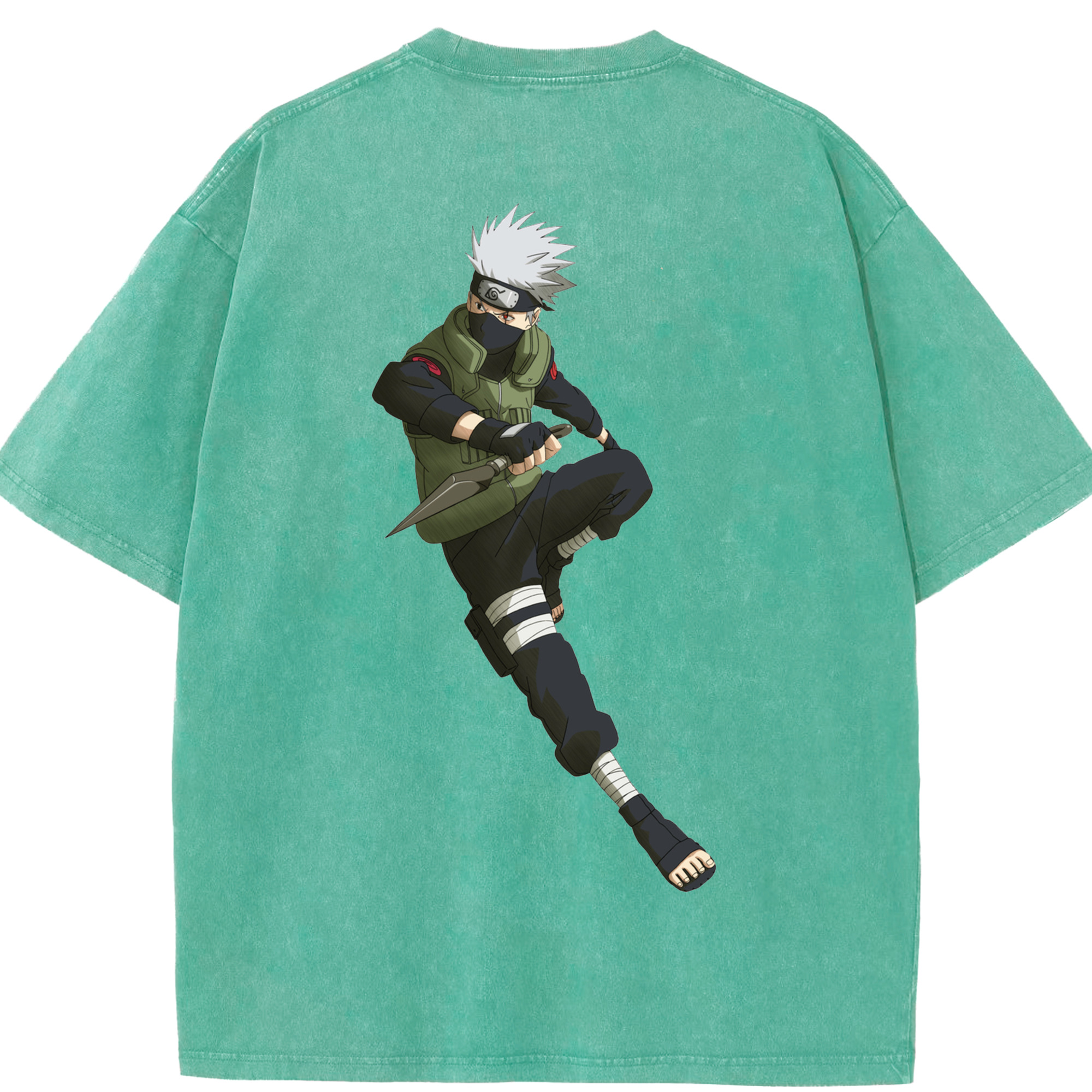 （画像用） NARUTO -ナルト- はたけ カカシ Hatake Kakashi 綿100% ヴィンテージ風 半袖Tシャツ（背面プリント）